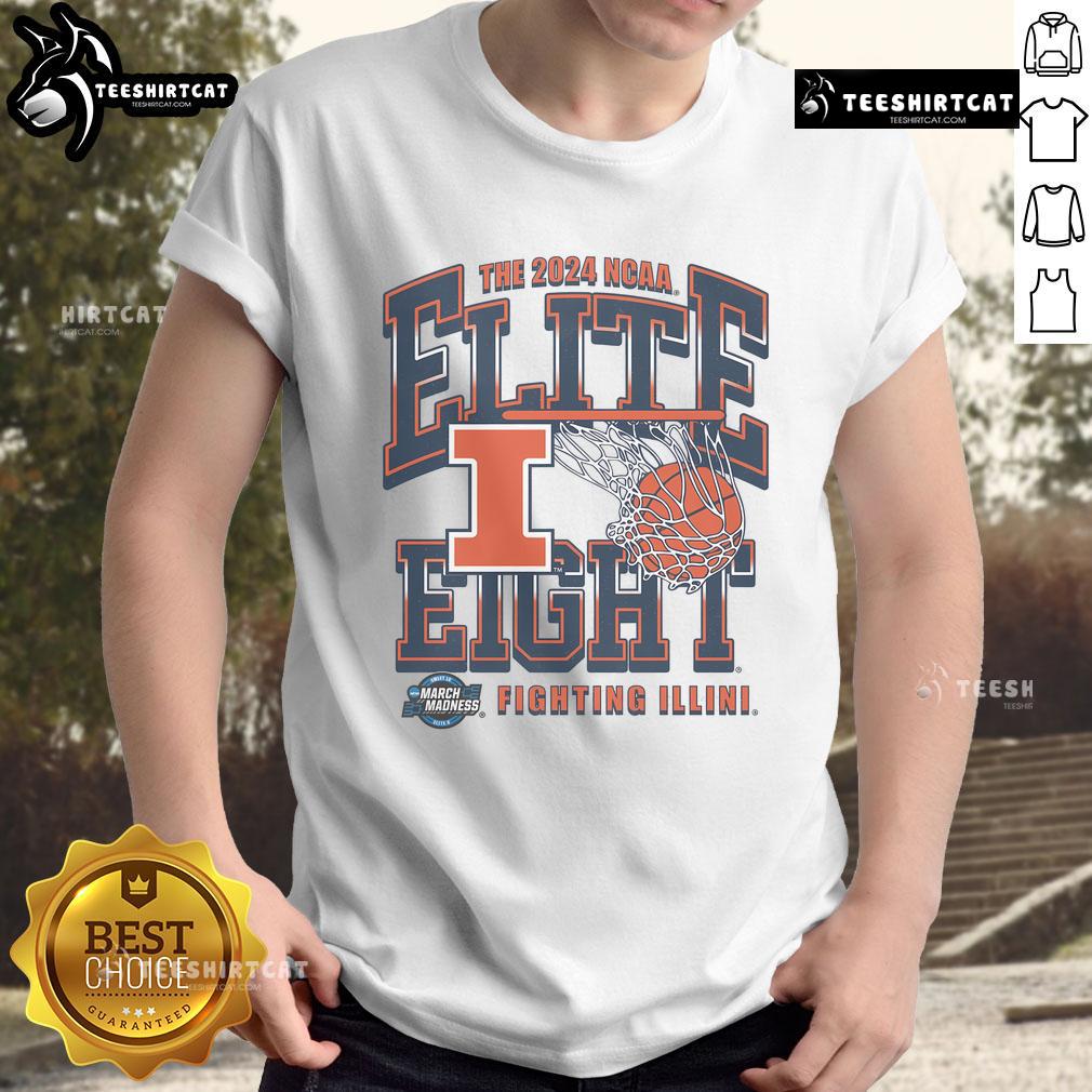 Nice Illinois Mbb 2024 Elite Eight T-Shirt featuring vibrant graphics celebrating the team's success in the tournament.