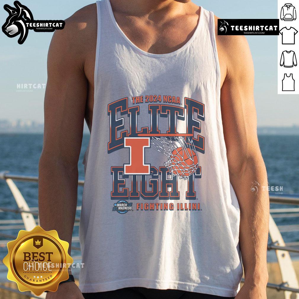Nice Illinois MBB 2024 Elite Eight tank top featuring bold graphics and vibrant colors for fans celebrating basketball success.