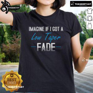 Stylish low taper fade ladies tee featuring a modern design, perfect for casual wear and fashion-forward looks.