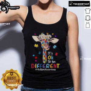 Autism Awareness tank top featuring 'It's OK to be different' slogan, promoting acceptance and understanding of autism.