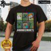 Nice Minecraft Creeper Chicken Steve Alex T-Shirt featuring popular characters from the game in vibrant colors.