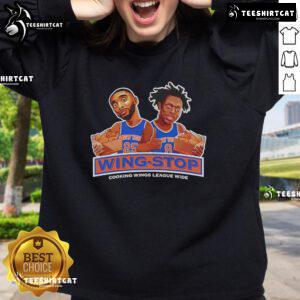 Nice New York Knicks Wing Stop cooking wings sweatshirt featuring vibrant team colors and stylish design for fans.