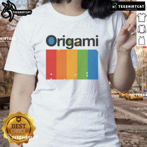 Nice Origami Spectrum Ladies Tee showcasing vibrant colors and unique origami-inspired design for stylish women.