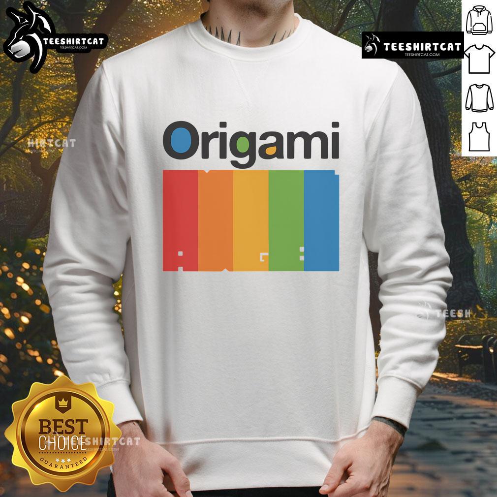 Colorful Nice Origami Spectrum Sweatshirt showcasing vibrant origami-inspired designs on a cozy fabric.