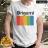 Colorful Origami Spectrum T-Shirt featuring intricate origami designs, perfect for art lovers and fashion enthusiasts.