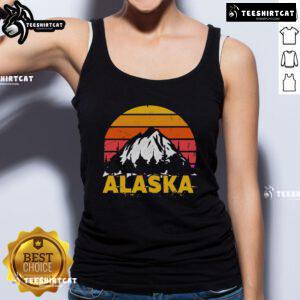 Vintage Alaskan tank top featuring a retro mountain design, perfect for outdoor adventures in Alaska.