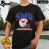 Vintage Nice SMU Mustangs football helmet T-shirt featuring classic design and vibrant colors for fans.