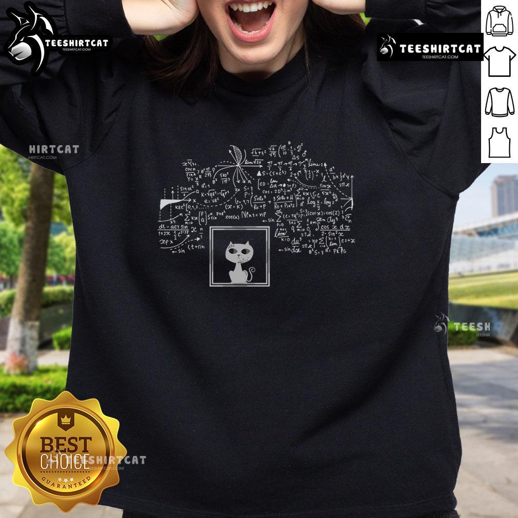 Funny Schrdinger's Cat in a Box sweatshirt for science nerds, showcasing quirky physics humor in stylish apparel.