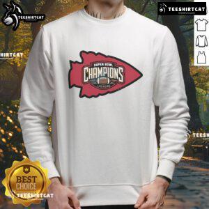 2025 Kansas City Chiefs Football Sweatshirt celebrating Super Bowl LIX champions, featuring team colors and logo.