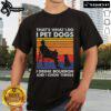 Vintage T-shirt featuring 'Nice Thats What I Do I Pet Dogs I Drink Bourbon And I Know Things' design for dog lovers.