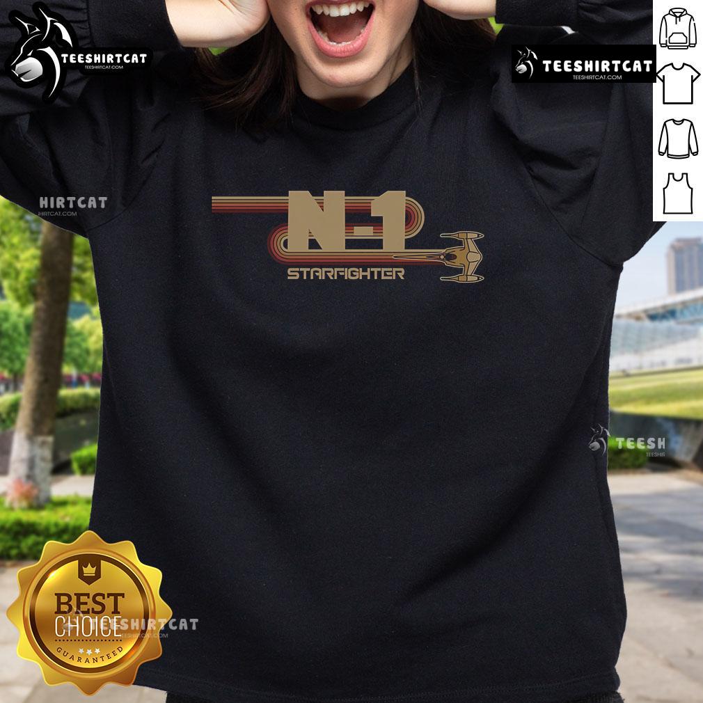 Nice Vintage N-1 Starfighter Star Wars Sweatshirt featuring iconic design and comfortable fit for fans and collectors.