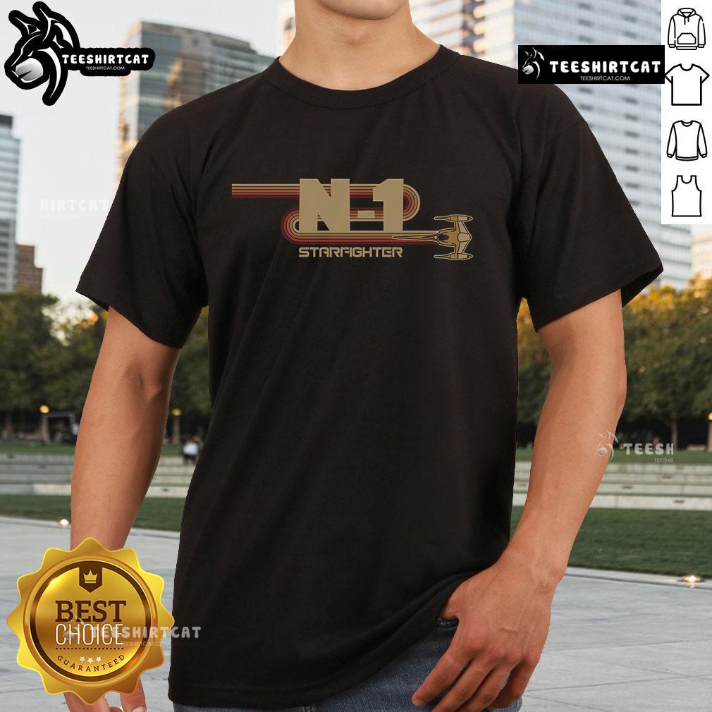 Nice Vintage N-1 Starfighter Star Wars T-Shirt featuring classic design and vibrant colors for fans of the franchise.