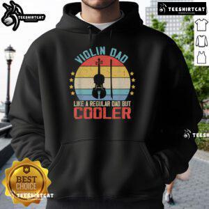 Violin player teacher dad in retro sunset hoodie, perfect for violinists and music lovers, showcasing passion for music.
