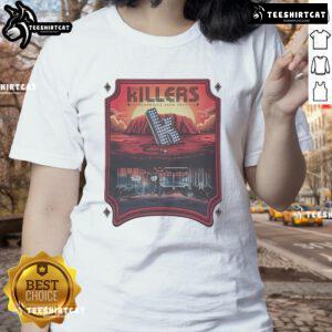 Official Australian The Killers Dec 2024 Tour ladies tee featuring band logo and vibrant design for fans.