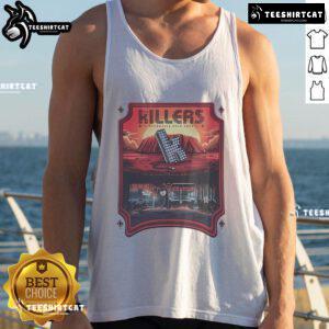 Official Australian The Killers Dec 2024 Tour tank top featuring vibrant design and band logo, perfect for fans.