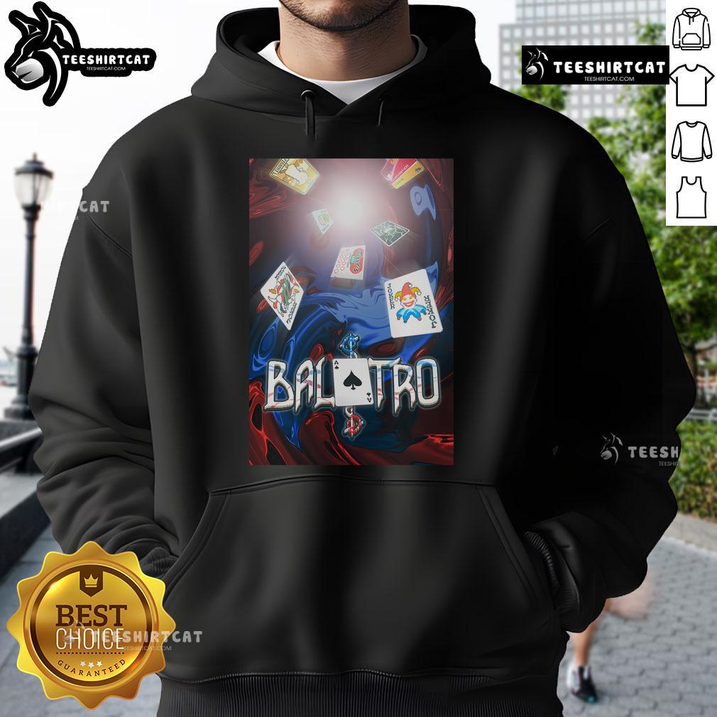 Official Balatro Game Wall Art 2024 Tour Hoodie featuring vibrant designs and stylish graphics for fans.