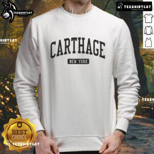 Vintage Carthage New York NY athletic sports sweatshirt featuring classic design and vibrant colors for retro style lovers.