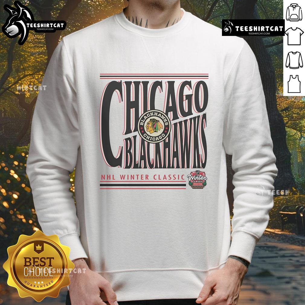Alt Text: Official Chicago Blackhawks Khaki 2025 NHL Winter Classic Richmond Powerhouse Sweatshirt displayed on a mannequin.