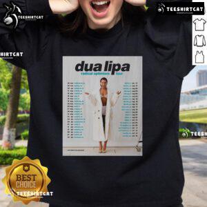 Alt Text: Official Dua Lipa Radical Optimism 2025 Tour sweatshirt featuring vibrant design and tour branding for fans.