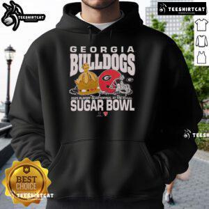 Official Georgia Bulldogs Sugar Bowl Playoff Hoodie in red, featuring team logo and festive design for fans.