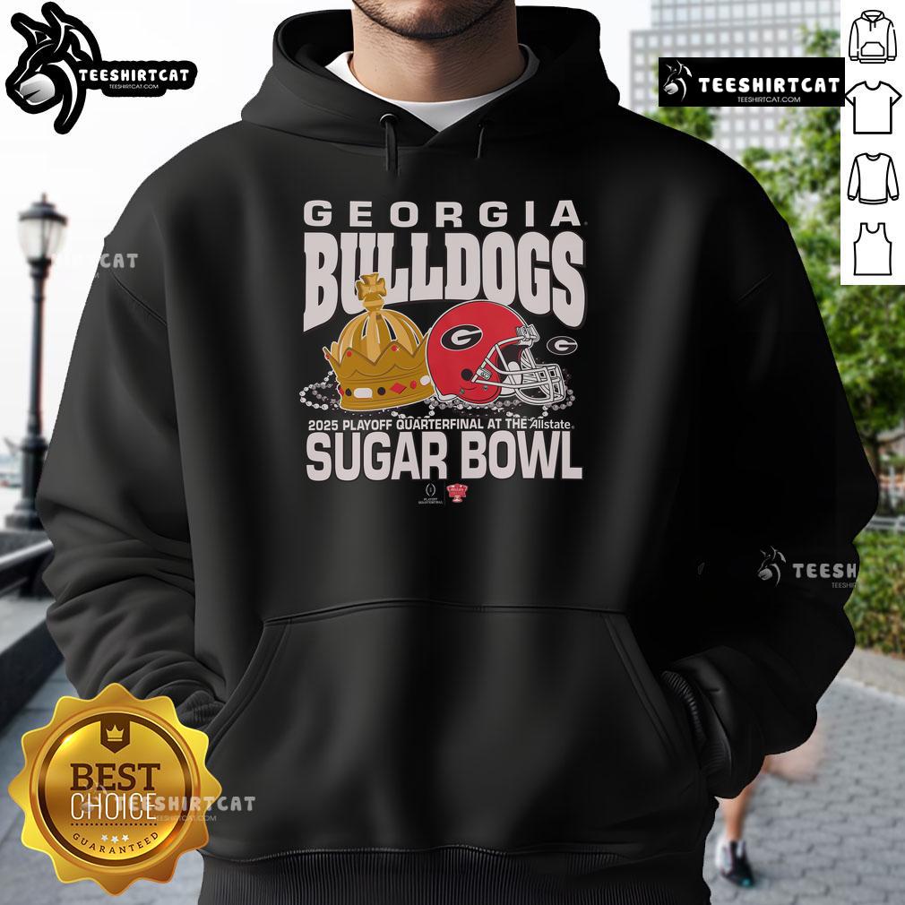 Official Georgia Bulldogs Sugar Bowl Playoff Hoodie in red, featuring team logo and festive design for fans.