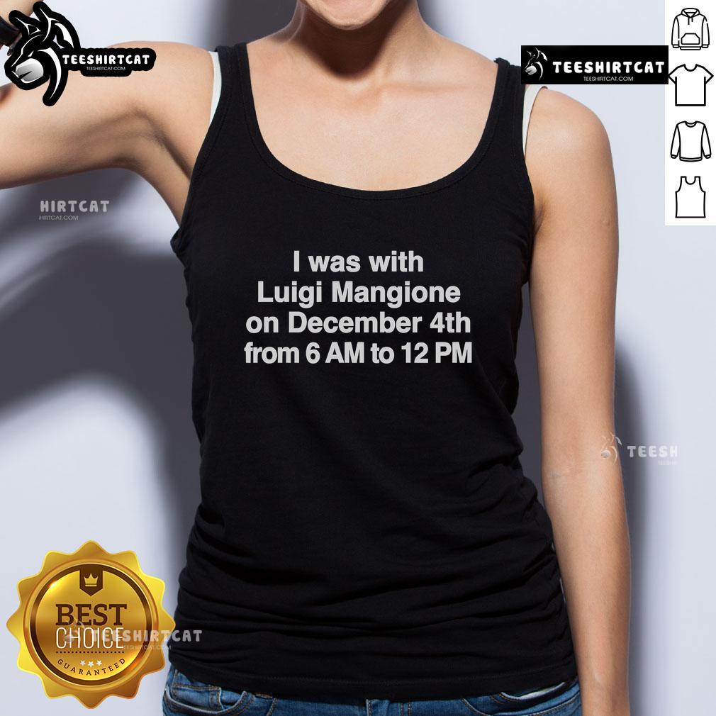 Official photo of me with Luigi Mangione on December 4th wearing a tank top, from 6 AM to 12 PM.
