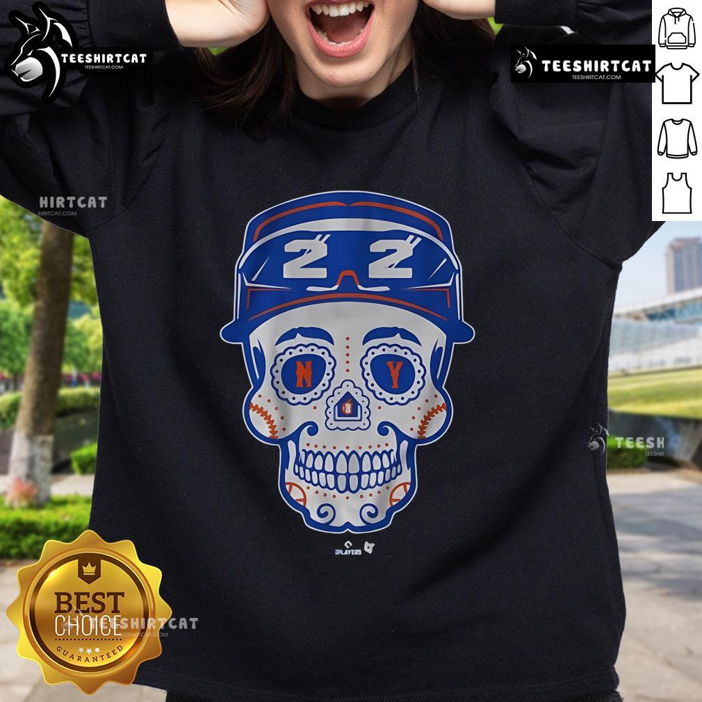 Official Juan Soto Queens Sugar Skull Sweatshirt featuring vibrant sugar skull design and team colors.