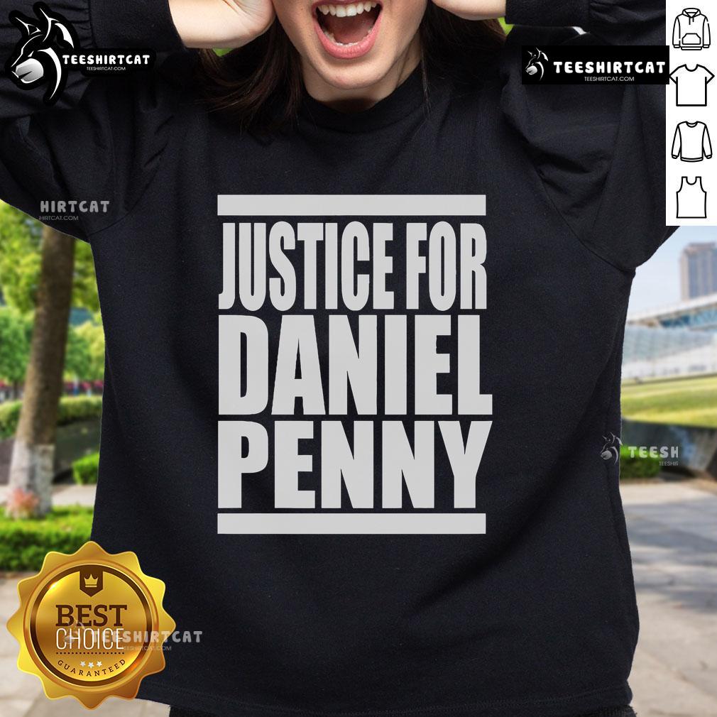 Official Justice For Daniel Penny sweatshirt featuring bold lettering and a stylish design, perfect for supporters.