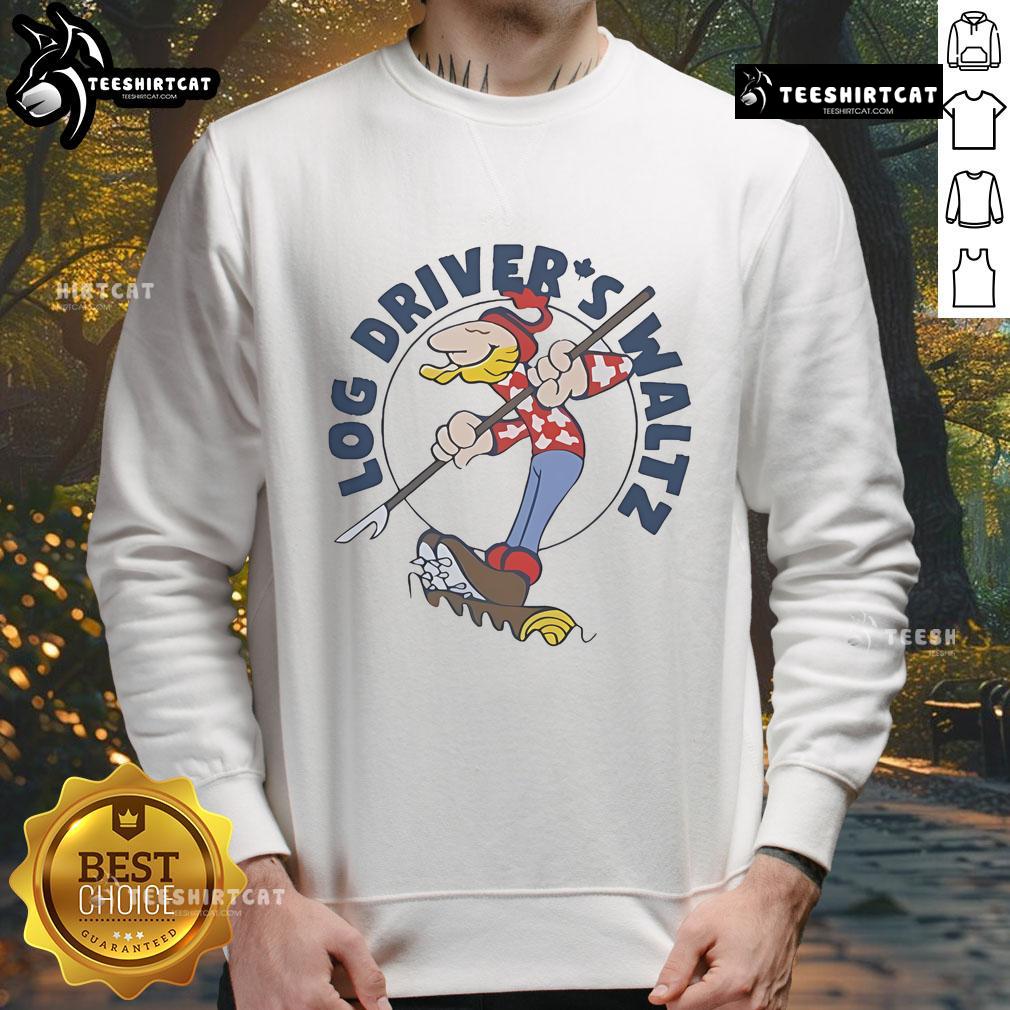 Official Log Drivers Waltz X Retrokid Sweatshirt featuring vibrant design and cozy fit for fans of Canadian folk music.