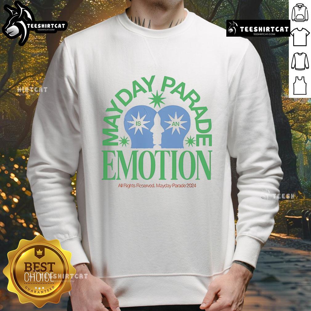 Official Mayday Parade Is An Emotion 2024 sweatshirt featuring vibrant design and band logo for fans and fashion lovers.
