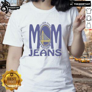 Official Mom Jeans Golden State Warriors Ladies Tee featuring team logo and stylish design for female fans.