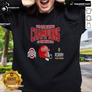 Ohio State Buckeyes CFP Champions sweatshirt for the first round game, ideal for college football fans and alumni.