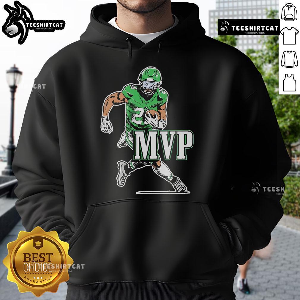 Saquon Barkley wearing the Official SB MVP Philadelphia Eagles NFL hoodie from Pardon My Take, showcasing team spirit.