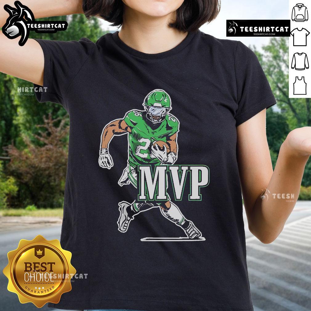 Official SB MVP Saquon Barkley Philadelphia Eagles NFL tee for ladies, featuring vibrant design and comfortable fit.