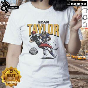 Official Sean Taylor Washington Commanders Homage 2007 Pro Bowl caricature ladies tee featuring vibrant artwork.