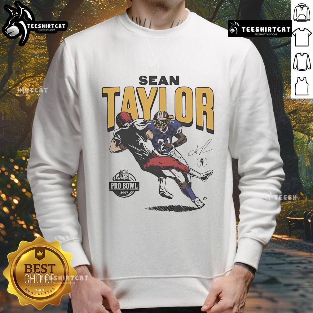 Official Sean Taylor Washington Commanders Homage 2007 Pro Bowl caricature sweatshirt featuring vibrant graphics.