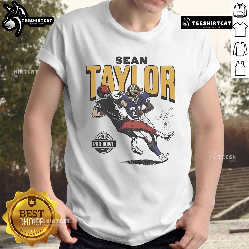 Official Sean Taylor Washington Commanders Homage 2007 Pro Bowl caricature t-shirt featuring vibrant graphic design.