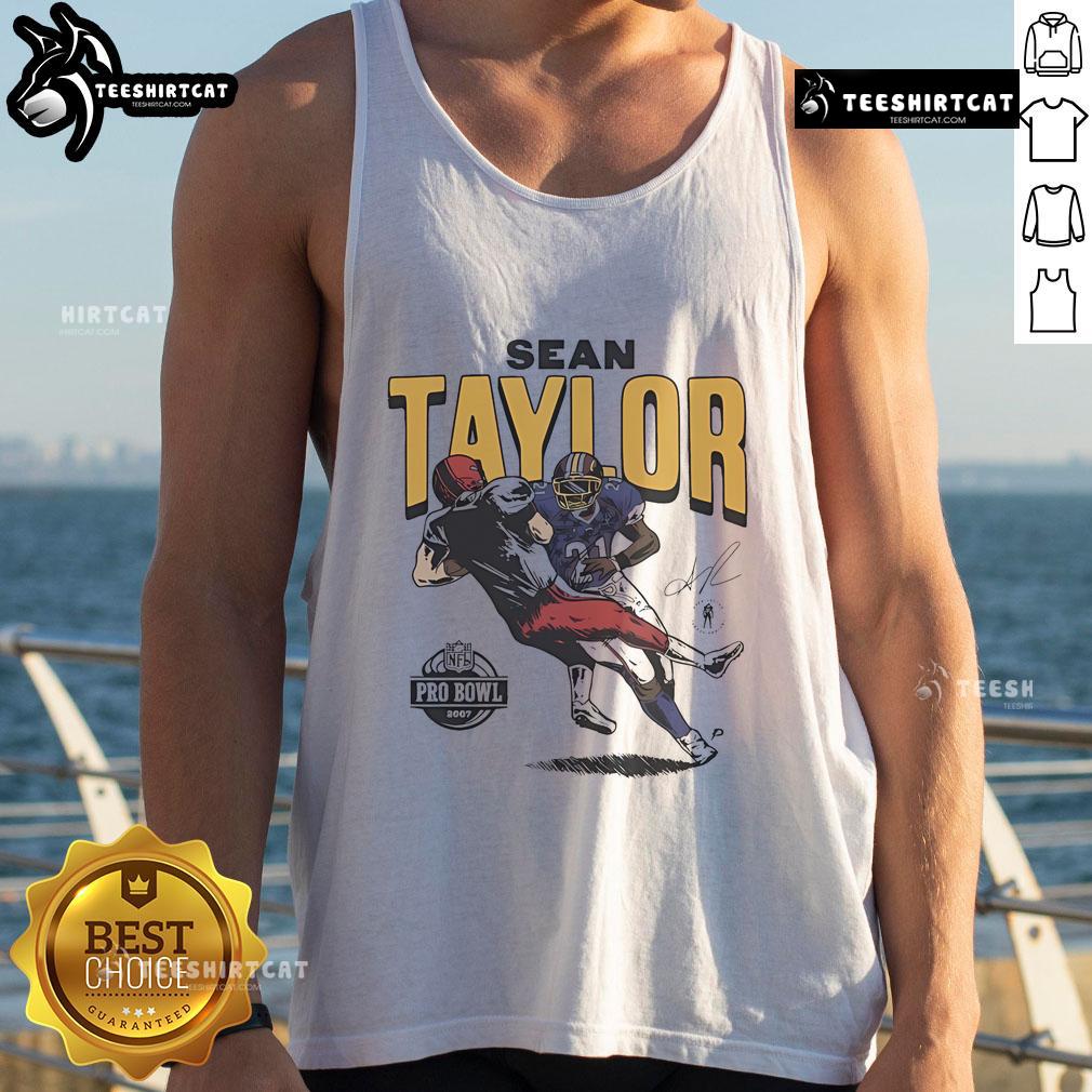 Official Sean Taylor Washington Commanders 2007 Pro Bowl caricature tank top showcasing iconic NFL player design.
