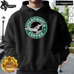 Official Starfighter Coffee Hoodie featuring a sleek design, perfect for coffee lovers and fans of unique apparel.