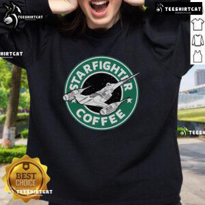 Cozy Official Starfighter Coffee Sweatshirt featuring a bold logo, perfect for coffee lovers and fans of stylish casual wear.