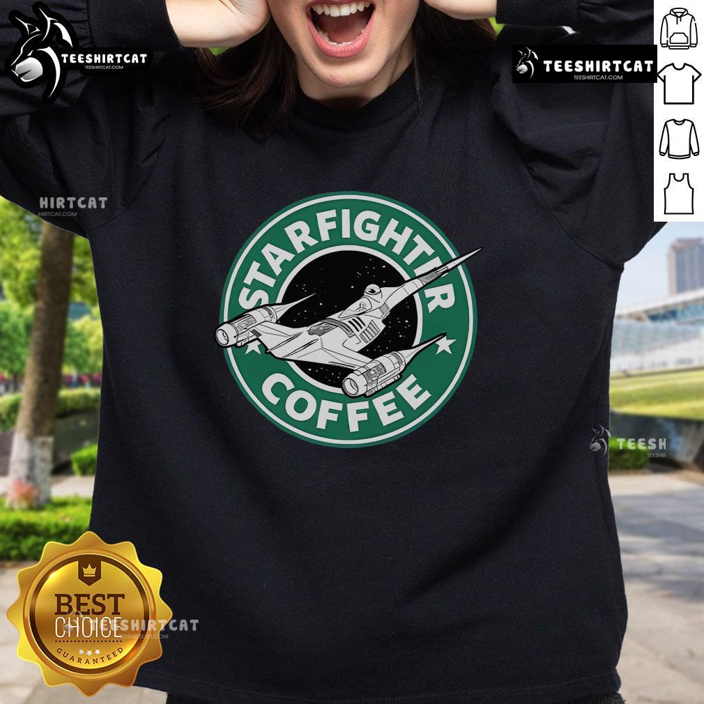 Cozy Official Starfighter Coffee Sweatshirt featuring a bold logo, perfect for coffee lovers and fans of stylish casual wear.