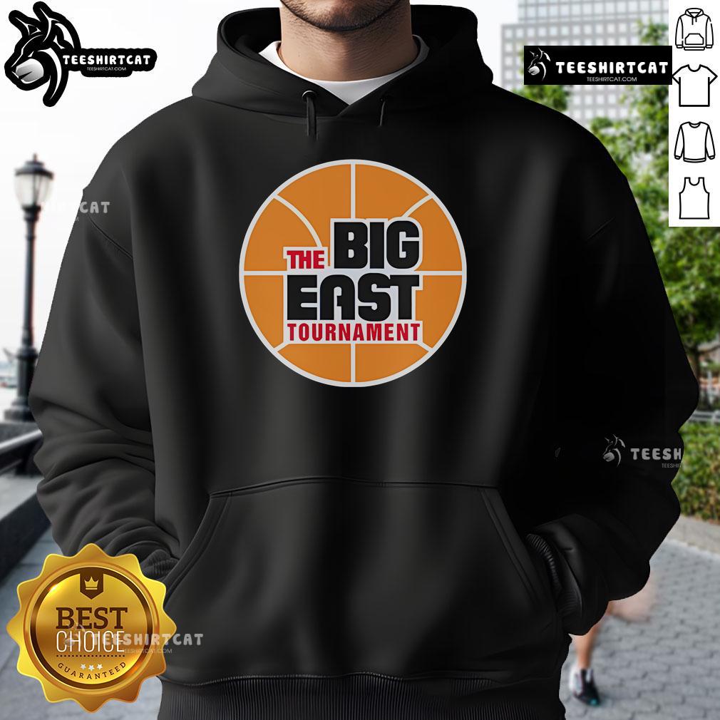 Official Big East Tournament hoodie featuring team colors and logo, perfect for fans supporting their favorite basketball teams.