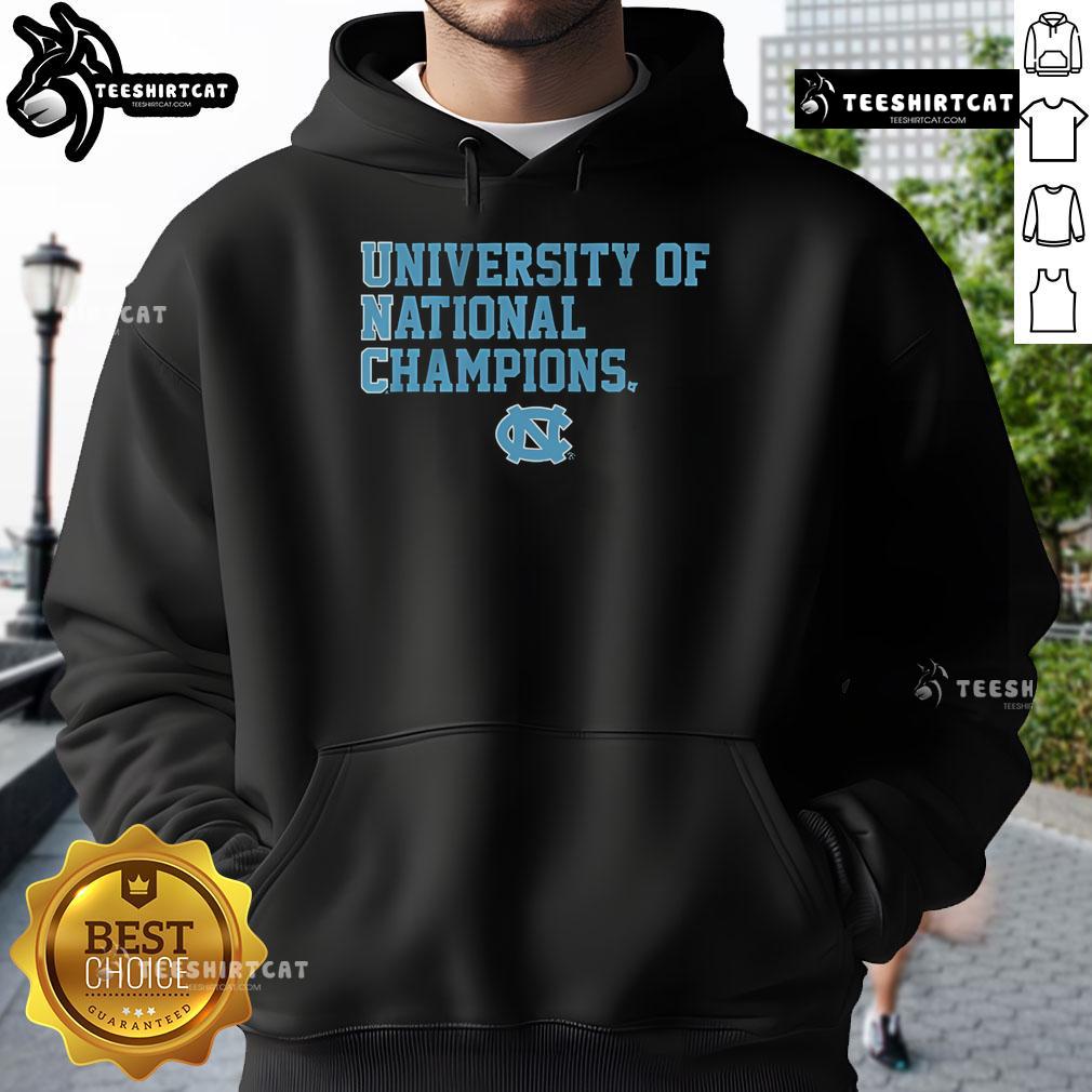 Official UNC Tar Heels University National Champions hoodie featuring the iconic logo and vibrant colors.