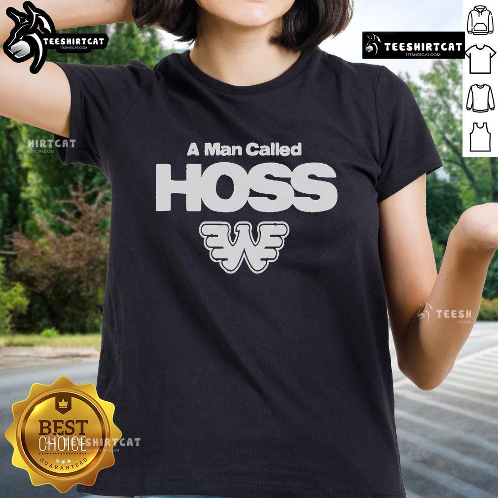 Official Waylon Jennings 2024 A Man Called Hoss Ladies Tee featuring stylish design and vintage country music theme.