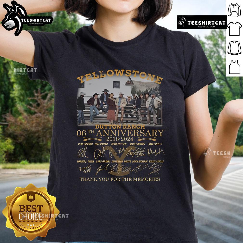 Official Yellowstone Dutton Ranch 6th Anniversary Thank You 2024 Ladies Tee featuring stylish design and vibrant colors.