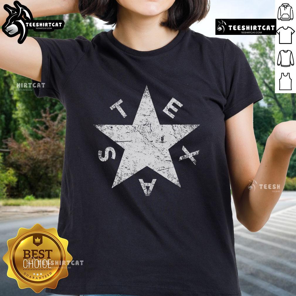 Premium Distressed Texas Pride Ladies Tee showcasing a stylish design perfect for Texas enthusiasts and casual wear.