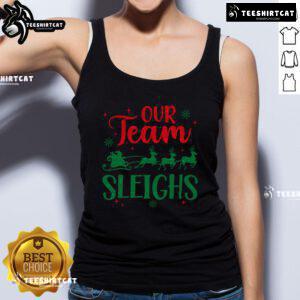 Premium office staff in festive tank tops with Santa and reindeer for Christmas celebration. Team spirit and holiday cheer!