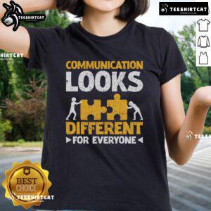 Pretty Autism Teacher in a stylish tee, promoting the message that communication looks different for everyone.