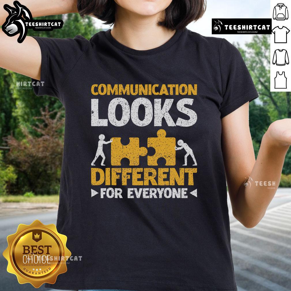 Pretty Autism Teacher in a stylish tee, promoting the message that communication looks different for everyone.