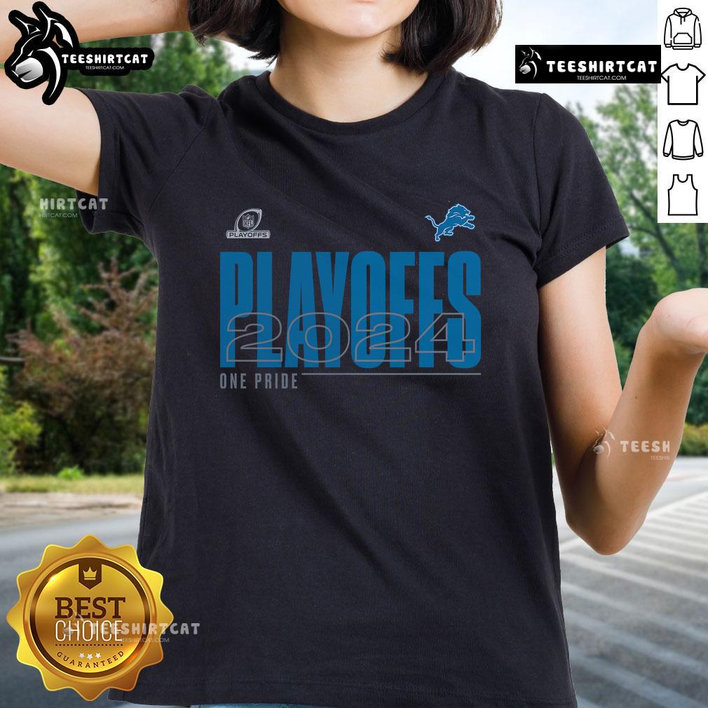Stylish Top Detroit Lions 2024 NFL Playoffs ladies tee in vibrant colors, perfect for fans to support their team.